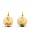 Sophia Schneider Joyas 18K gold scapular medal featuring Jesus with Sacred Heart detail. 12mm, 1.8gr.