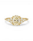 Sophia Schneider Joyas 18K yellow gold ring with a 1.08 ct oval lab-created diamond and accent navette and brilliant cut diamonds.