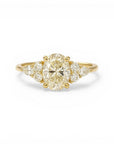 Sophia Schneider Joyas 18K yellow gold ring with a 1.08 ct oval lab-created diamond and accent navette and brilliant cut diamonds.