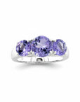 Sophia Schneider Joyas sterling silver ring with three oval amethyst stones, 3.78 ctw.