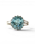 Sophia Schneider Joyas blue topaz crown ring with a 13mm faceted stone set in rhodium-plated silver.