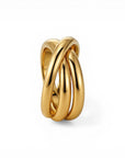 Sophia Schneider Joyas chunky gold plated silver ring with intertwined design, size 13.