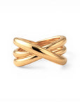 Sophia Schneider Joyas chunky gold plated silver ring with intertwined bands, size 13.