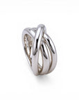 Sophia Schneider Joyas chunky silver-plated rhodium-plated ring with intertwined design, size 13.