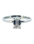 Sophia Schneider Joyas 1.02 ct emerald cut lab diamond solitaire ring in 18K white gold.