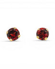 Sophia Schneider Joyas 10K gold stud earrings with 4mm round garnets set in prongs.