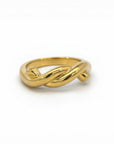 Sophia Schneider Joyas gold knot ring, rhodium-plated silver, size 17. Elegant twisted design.