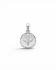 Sophia Schneider Joyas round Holy Spirit pendant, 12mm, sterling silver 925 with sunburst detail.