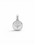 Sophia Schneider Joyas round Holy Spirit pendant, 12mm, sterling silver 925 with sunburst detail.
