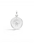 Sophia Schneider Joyas round 14mm sterling silver Holy Spirit charm, customizable with laser engraving.