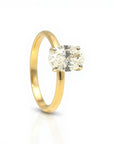 Sophia Schneider Joyas 18K yellow gold solitaire ring with a 1.11 ct oval lab-grown diamond.