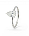 Sophia Schneider Joyas 18K white gold solitaire ring with 1 ct pear-cut lab diamond.