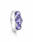 Sophia Schneider Joyas silver ring with three oval amethyst stones, 3.78 ct total weight.