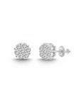 Sophia Schneider Joyas silver stud earrings with flower cluster of 1 ct lab diamonds, 925 sterling silver.