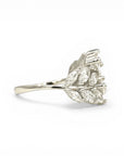 Sophia Schneider Joyas silver rhodium-plated ring with marquise-cut cubic zirconia in a leaf design.