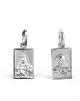 Sophia Schneider Joyas silver scapular mini pendant with religious imagery, 6x8 mm.