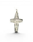 Sophia Schneider Joyas silver crucifix pendant with shepherd and flock design, 13x20mm, customizable with engraving.