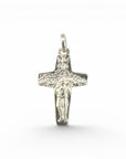 Sophia Schneider Joyas silver crucifix pendant with shepherd and flock design, 13x20mm, customizable with engraving.