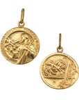 Sophia Schneider Joyas 17mm silver St. Bernard medal, depicting the saint with a staff and mountains. Sterling silver.
