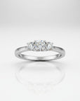 Sophia Schneider Joyas rhodium-plated sterling silver ring with three brilliant-cut lab diamonds totaling 0.33 ctw.