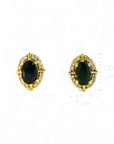 Aros Stud Zafiro Oval Halo Brillantes Oro 10K