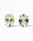 Aros stud aguamarina oval en grifa oro 14K