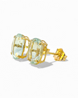Aros stud aguamarina oval en grifa oro 14K