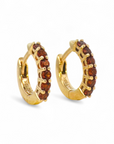 Aros argollas Granate oro 10K