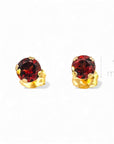 Aros stud granate en grifa oro 10K