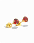 Aros stud granate en grifa oro 10K