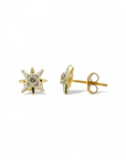 Aros Estrella Doble oro y diamante