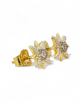 Aros Estrella Doble oro y diamante