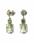 Aros colgantes Amatista Verde en oro 14K