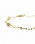 Pulsera cadena oro 10K con amatistas ovales y diamantes en bisel