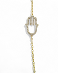 Pulsera cadena oro 10K con Mano de Fátima con brillantes