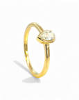 Anillo solitario diamante gota en bisel oro 14K