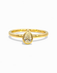 Anillo solitario diamante gota en bisel oro 14K