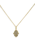 Collar Mano de Fátima con brillantes oro 10K