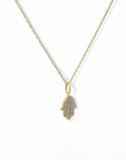 Collar Mano de Fátima con brillantes oro 10K