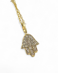 Collar Mano de Fátima con brillantes oro 10K
