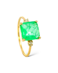 Anillo Solitario Cuarzo Verde 8mm Oro 18K