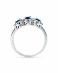 Anillo Tricillo Zafiros Halo Diamantes platino