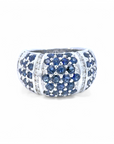 Anillo Diseño Zafiros y brillantes en grano