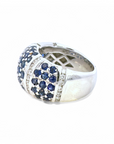 Anillo Diseño Zafiros y brillantes en grano