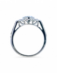 Anillo Solitario Aguamarina Oval 1 Ct en bisel y halo de brillantes