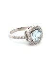 A pedido - Anillo Aguamarina Cushion en Grifa 7 x 7 mm Halo