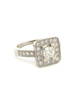 A pedido - Anillo Diamante Princess en Grifa Halo y brillantes en argolla