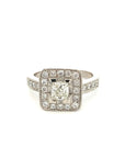 A pedido - Anillo Diamante Princess en Grifa Halo y brillantes en argolla