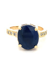 A pedido - Anillo Zafiro Oval en Grifa 10mm y brillantes