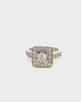 A pedido - Anillo Diamante Princess en Grifa Halo y brillantes en argolla